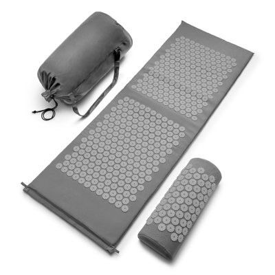 Sorbus 51 Inch Acupressure Mat, Pillow & Carry Bag Set - Helps with Stress, Back & Neck Pain - Great for Muscle Relaxation, Sciatica, & Meditation, All Gray