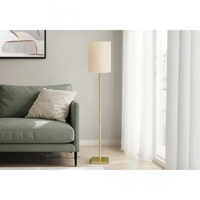 Lighting, 62"H, Brass Metal, Ivory / Cream Shade, Contemporary