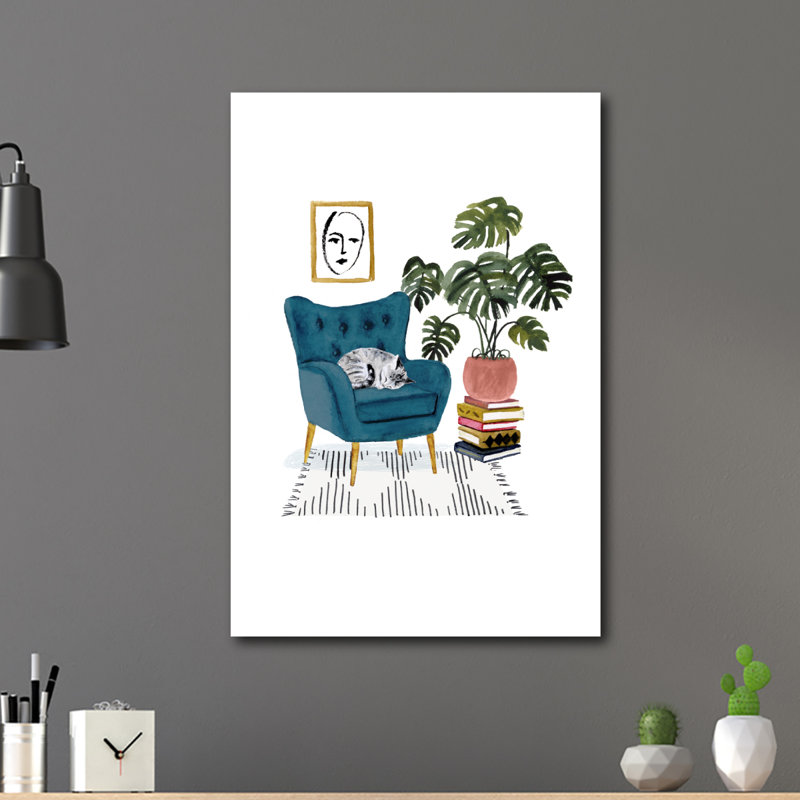 « cat nap i », reproduction d’art sur toile tendue, H 36 po x l 24 po x P 1,5 po