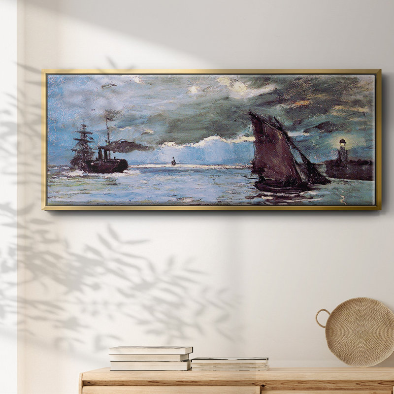 Paysage marin par Monet - toile encadrée, H 20 po x l 50 po