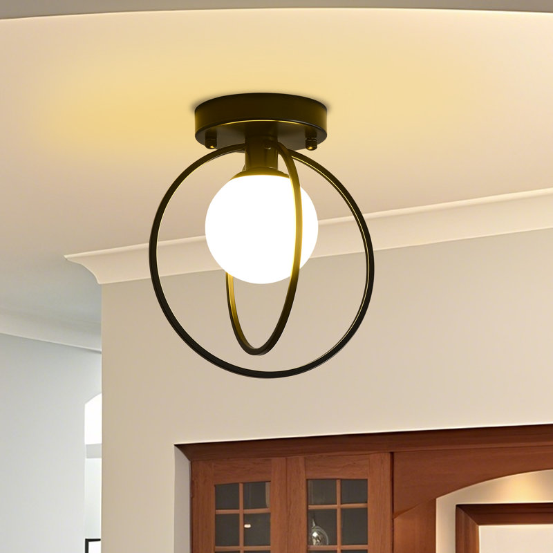 Globe Flush Mount Light, Matte Black