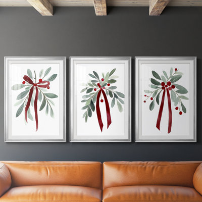 Christmas Holiday Art XVIII - Custom encadrée de qualité supérieure avec mat - 3 pièces