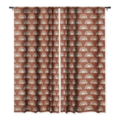 Little Arrow Design Co Block Print Suns On Rust 1pc Blackout Window Curtain Panel