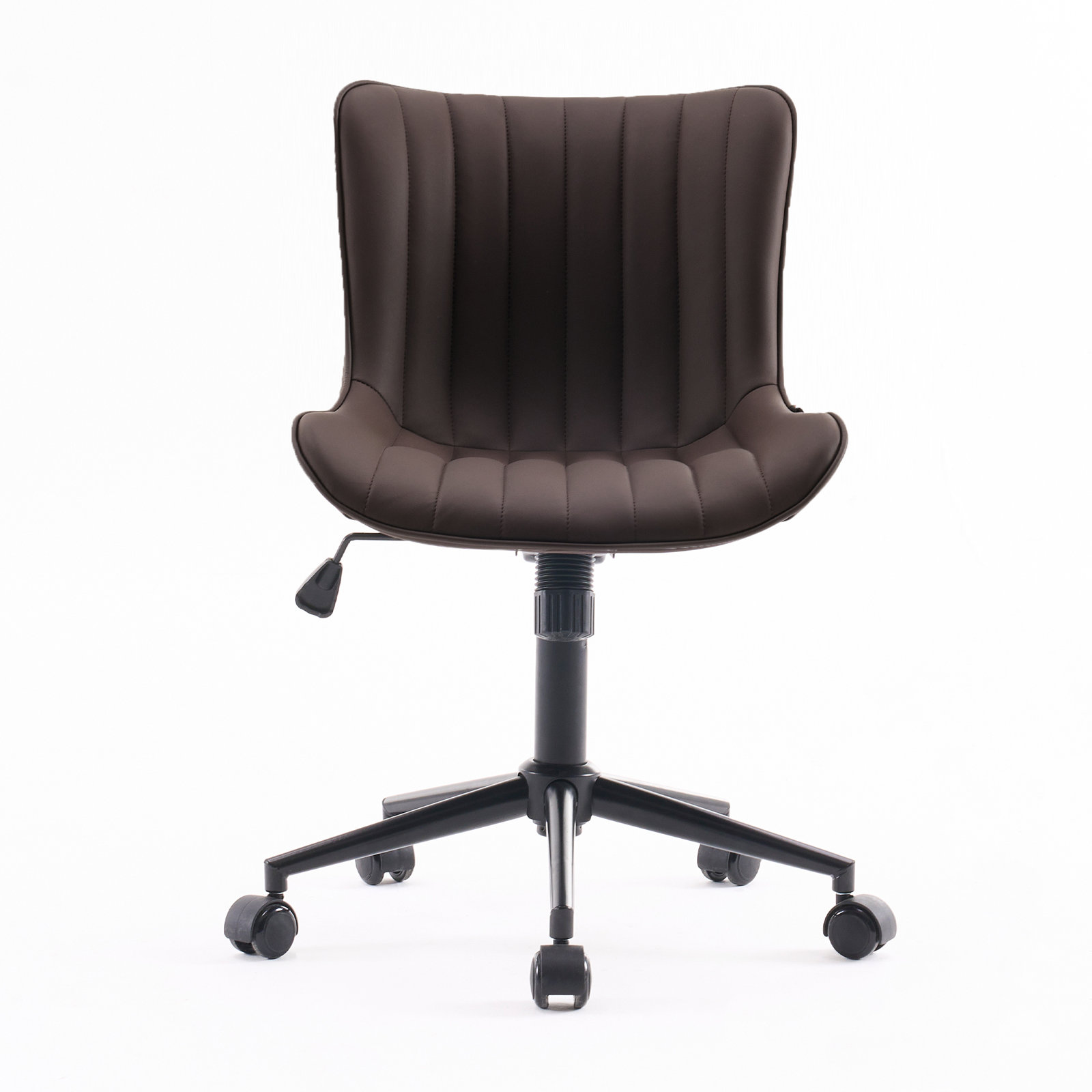 Brionni Leather Swivel Task Chair with Casters, Matte Brown Seat/ Brown Frame