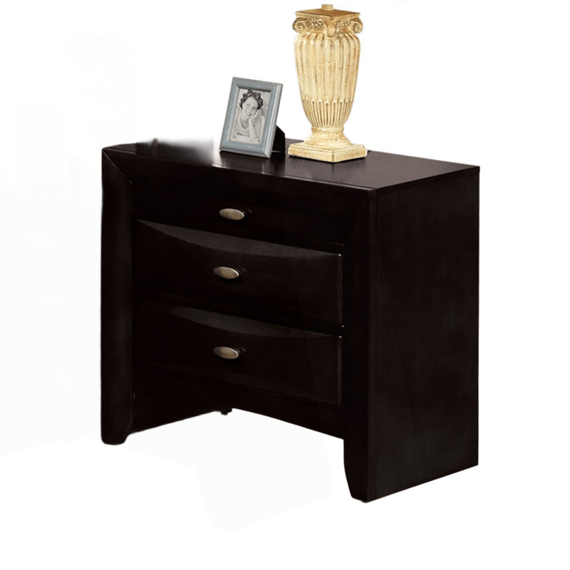 Table de chevet simple 1Pc avec 2 tiroirs et poignées, table de chevet simple, Noir