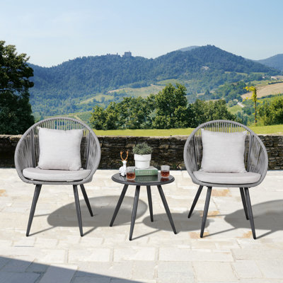 Outdoor 3 Piece Seating Group With Cushions