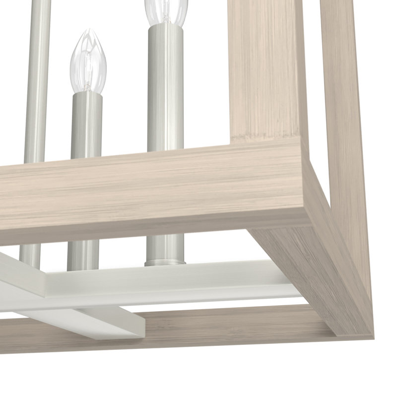 Lustre rectangulaire à 4 lumières Squire Manor, H 77 po x l 15 po x P 15 po, Nickel brossé