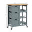 Chariot mobile pour îlot de cuisine avec tablettes, tiroirs, rangement, plateau, roulettes et plateau en bois - Gris pour espace de travail compact