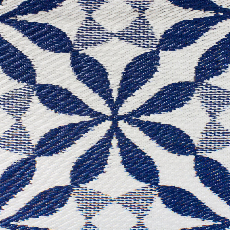 Tapis extérieur rectangulaire à motif floral bleu et blanc 4 pi x 6 pi