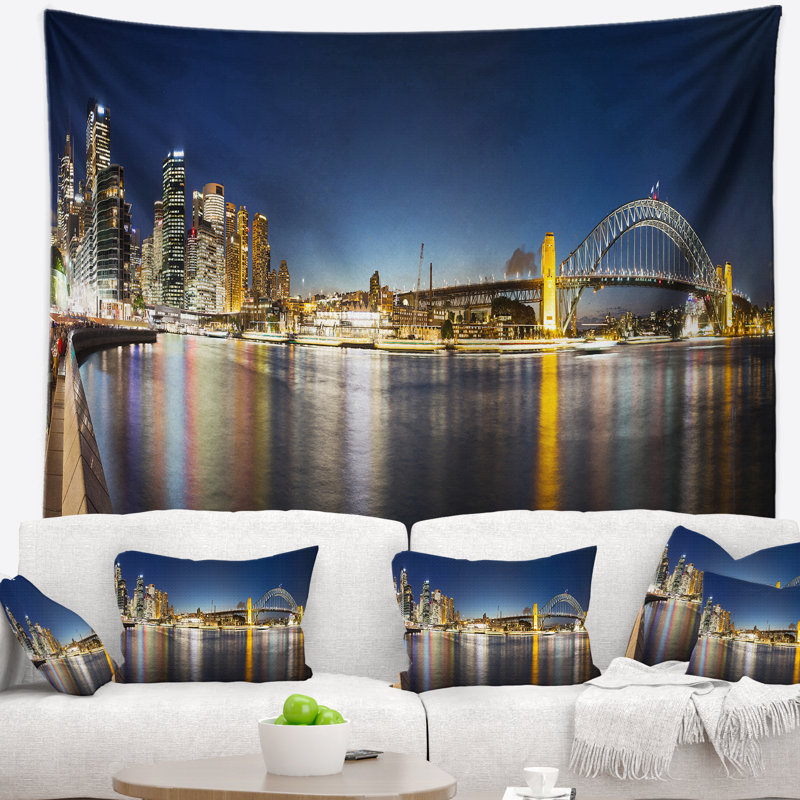 Tapisserie panorama nightfall cityscape sydney, H 32 po x l 39 po