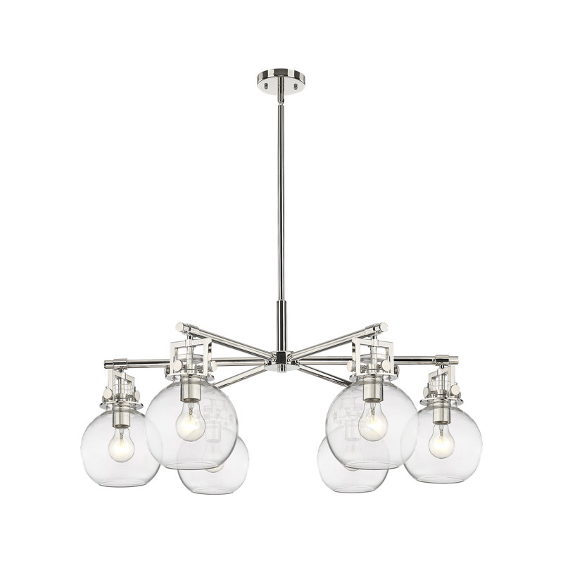 Lustre suspendu 6 lumières Gainsborough, Clair, Nickel poli