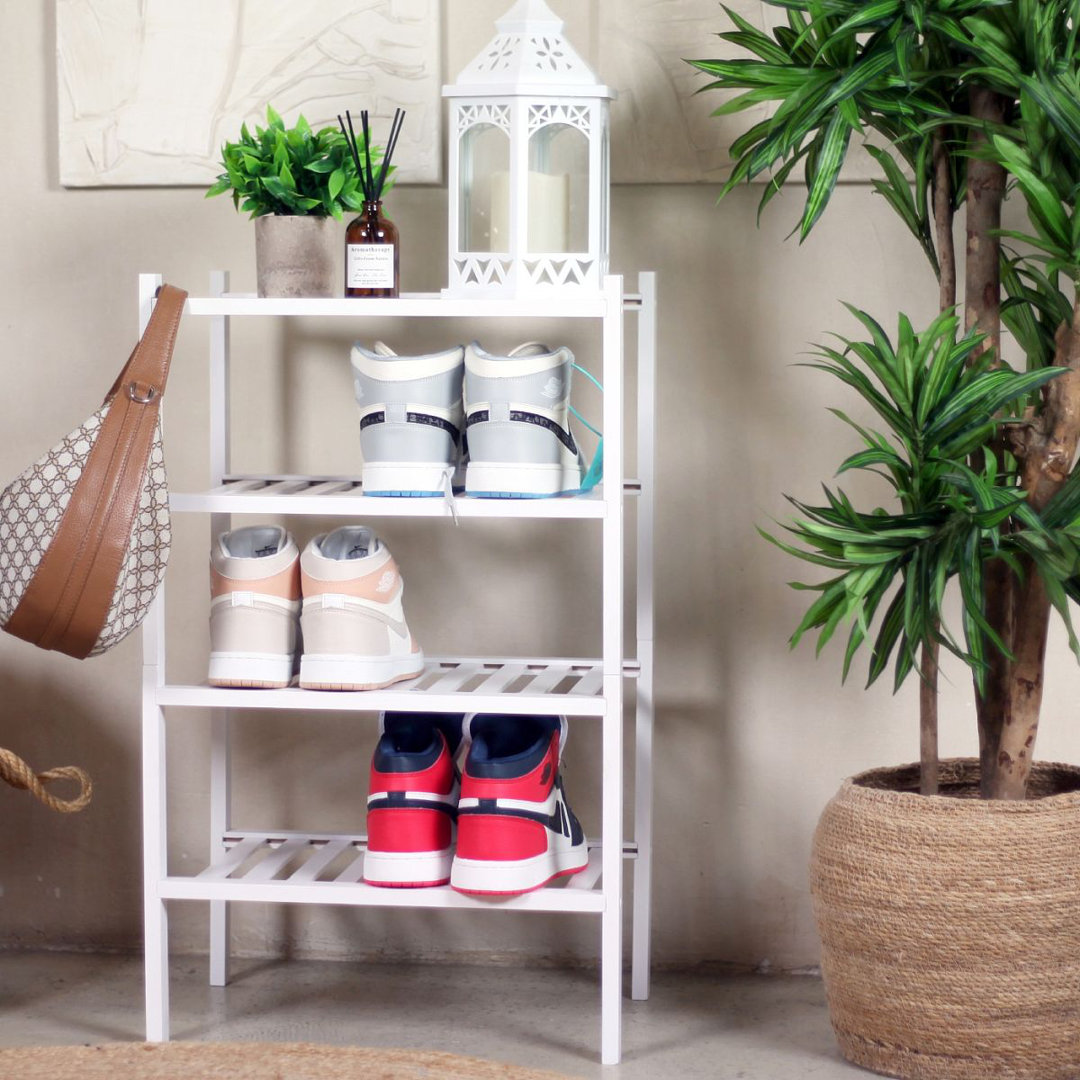 Froppi 4-Tier Bamboo Shoe Rack for Shoe Storage, Wooden Shoe Shelf L45.2 W29.5 H72.4 cm