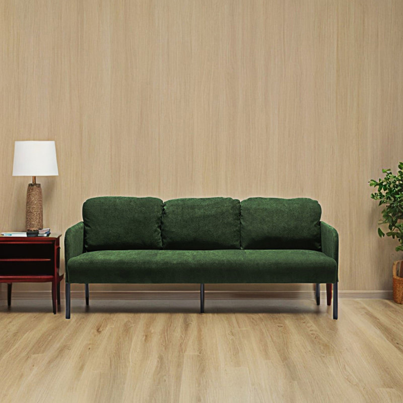 3 Seater Polyester Fabric Sofa, Green
