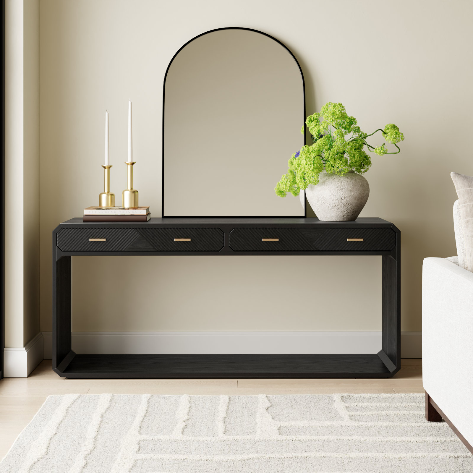 Harris 60'' Solid Wood Console Table, Black Ash