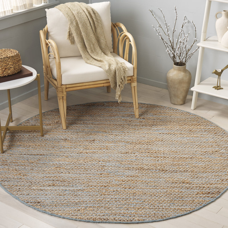 Cape Cod 236 Hand Woven Jute; Cotton No Pattern Rug, Round 6'