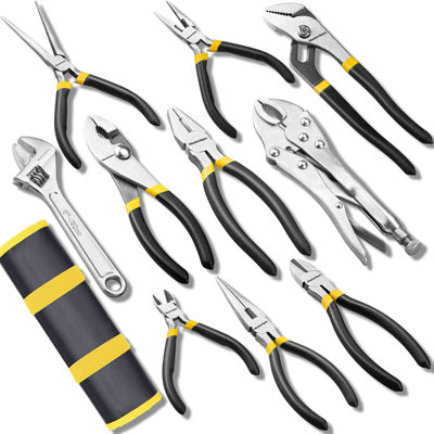  10Pcs Ensemble d'outils à main Ensemble de pinces multi-adhérentes Long Nose / Joint coulissant / Diagonale / Combinaison / Verrouillage des mâchoires / Pinces à pompe à eau / Clé à molette pour l'industrie domestique