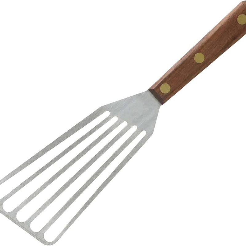 4" X 9" Jumbo Slotted Chef's Turner, Walnut Handle - Right-Hand