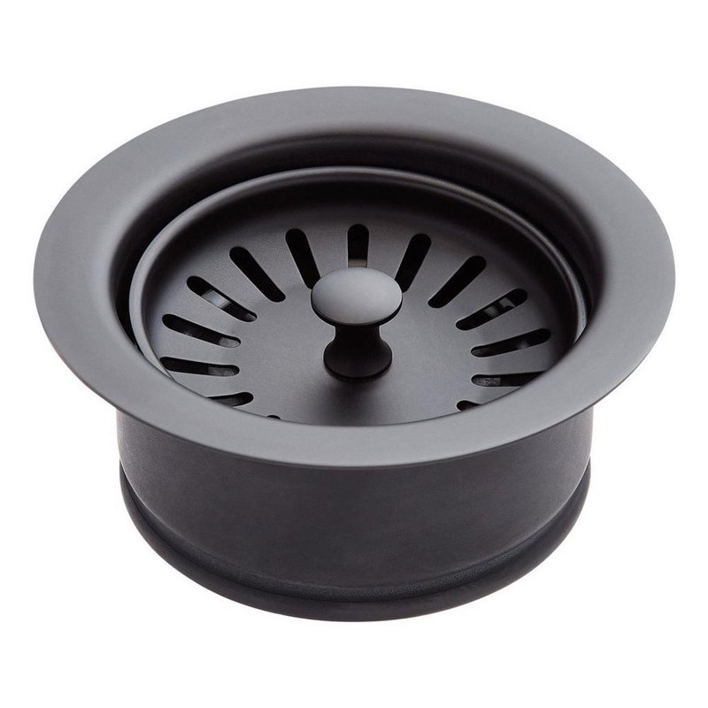 4-1/2" Garbage Disposal Flange with Stopper, Matte Black