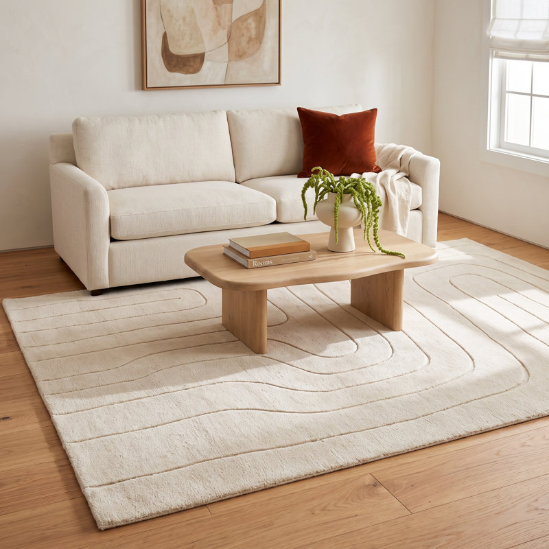 Aelin Geometric Hand-Tufted Wool Area Rug, Rectangle 8' x 10'