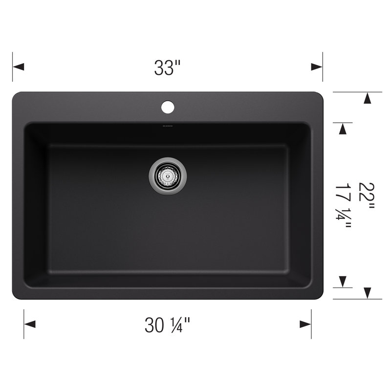 Liven SILGRANIT 21" Single Bowl Dual Mount Kitchen Sink, Coal Black