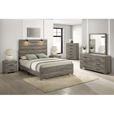 Dixon Antique Gray Panel Bedroom Set With Headlamps by Ophelia & Co.