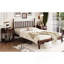 Grand lit plateforme en bois avec tête de lit en forme de gourde, lit plateforme de style rétro avec support à lattes en bois