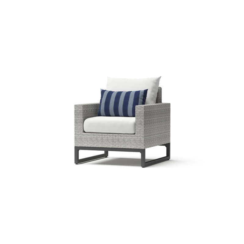 2Pc Sunbrella Outdoor Club Chairs - Grey, Gray, Navy Blue