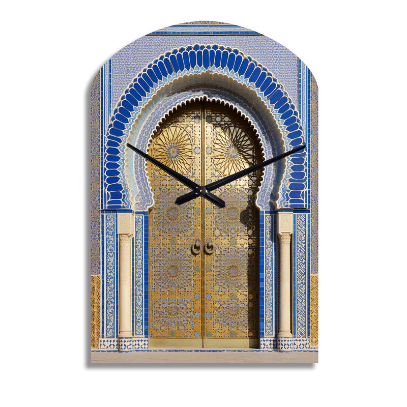 Horloge murale Morrocco Palace Golden Doors I - campagne, asymétrique, Médium