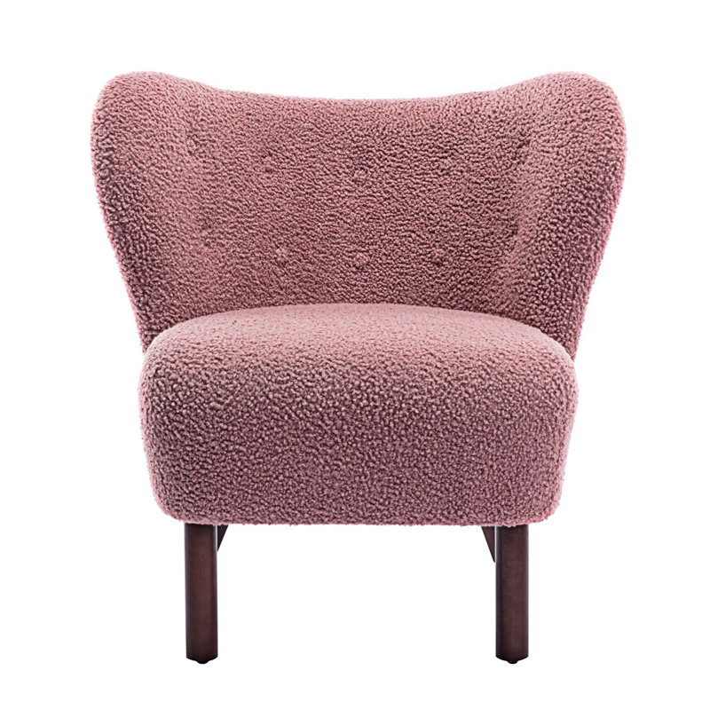 Fauteuil à oreilles rembourré Brodin, Polyester rosé