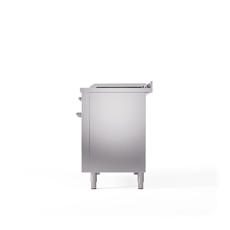 ILVE Nostalgie II 48 in Dual Fuel Range, 5 Burner, Griddle, Frenchtop, Stainless Steel/Chrome, Liquid Propane