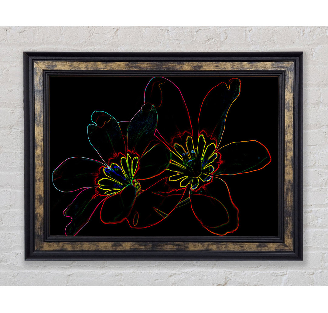 Gerahmtes Leinwandbild Abstract Neon Floral 38