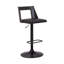 Tabouret de bar réglable pivotant en similicuir et bois noir avec base noire