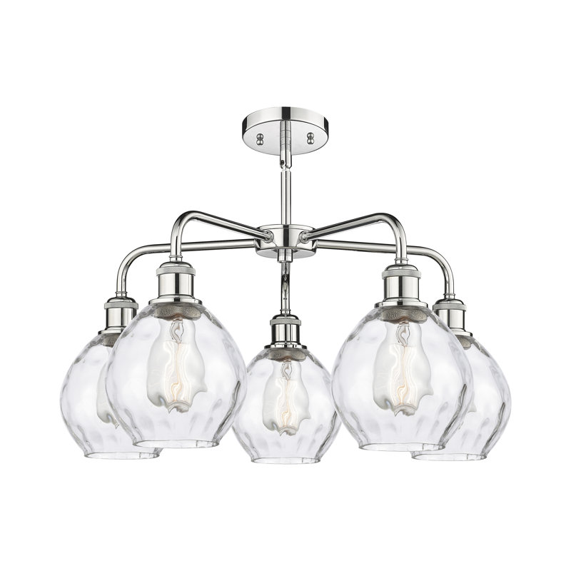 Lustre sphérique à 5 lumières en acier à intensité variable Fuhrmann, Chrome poli