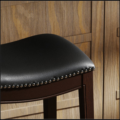 Julian 31In. H Tabouret de bar en bois avec siège en similicuir
