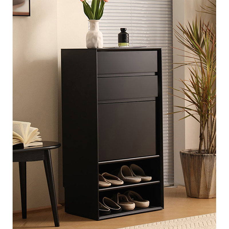 Narrow Shoe Cabinet with 2 Drawers 1 Door and 2 Open Shelves