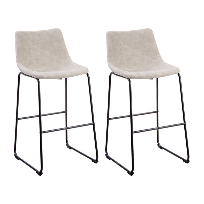 Mateyka Upholstered Counter Stool with Metal Frame, Beige