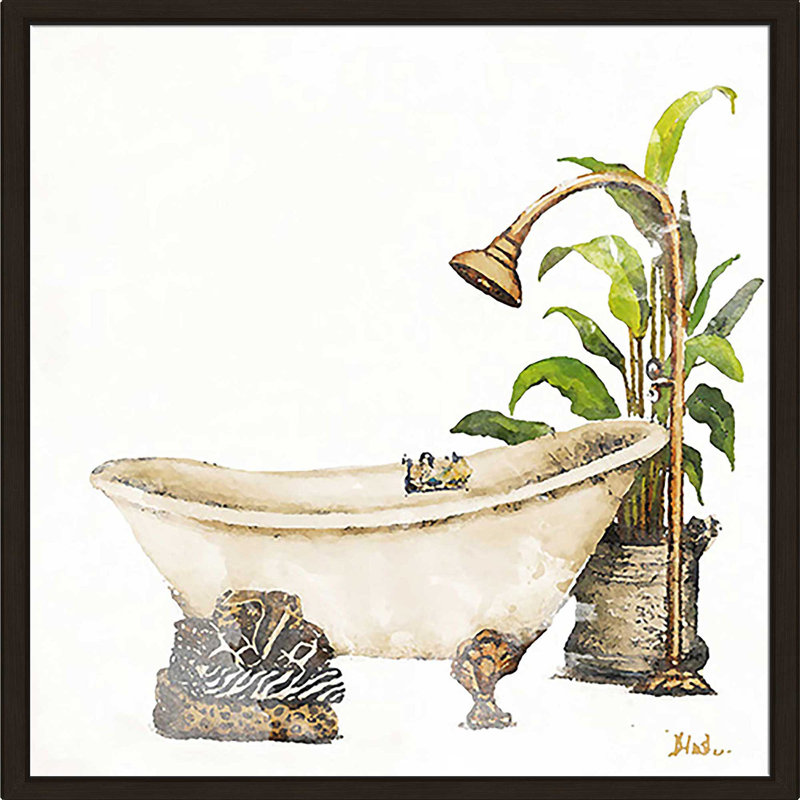 «Le Tub II» par Patricia Pinto, reproduction, Cadre flottant espresso, H 27,5 po x l 27,5 po x P 2 po
