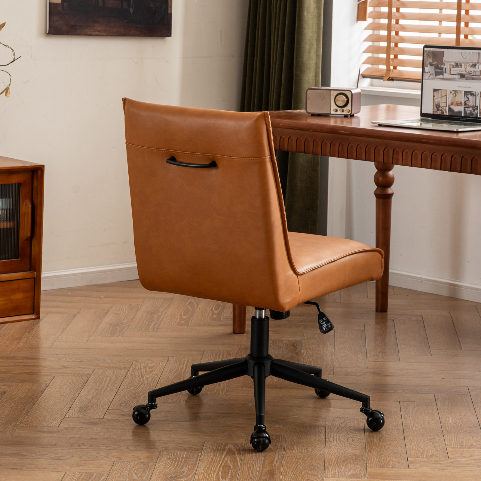 Claudie Office Chair, Brown Faux Leather 