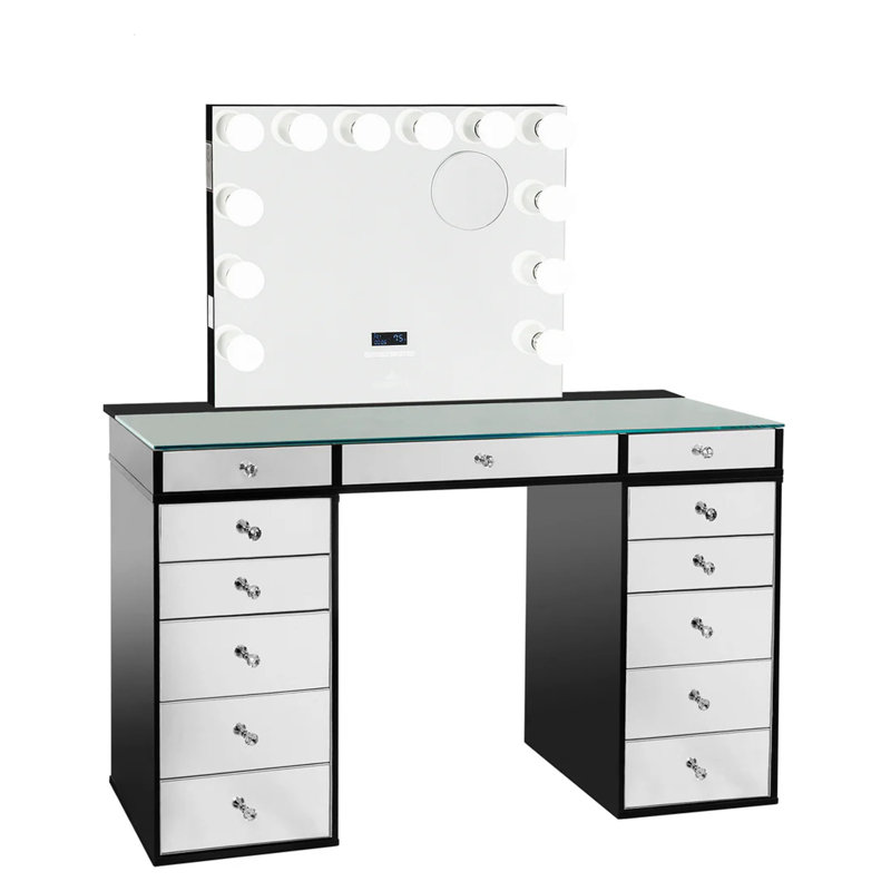 Ensemble de table miroir Slaystation Plus 2.0 avec miroir Hollywood Glow Lite Plus et ensemble de 5 tiroirs
