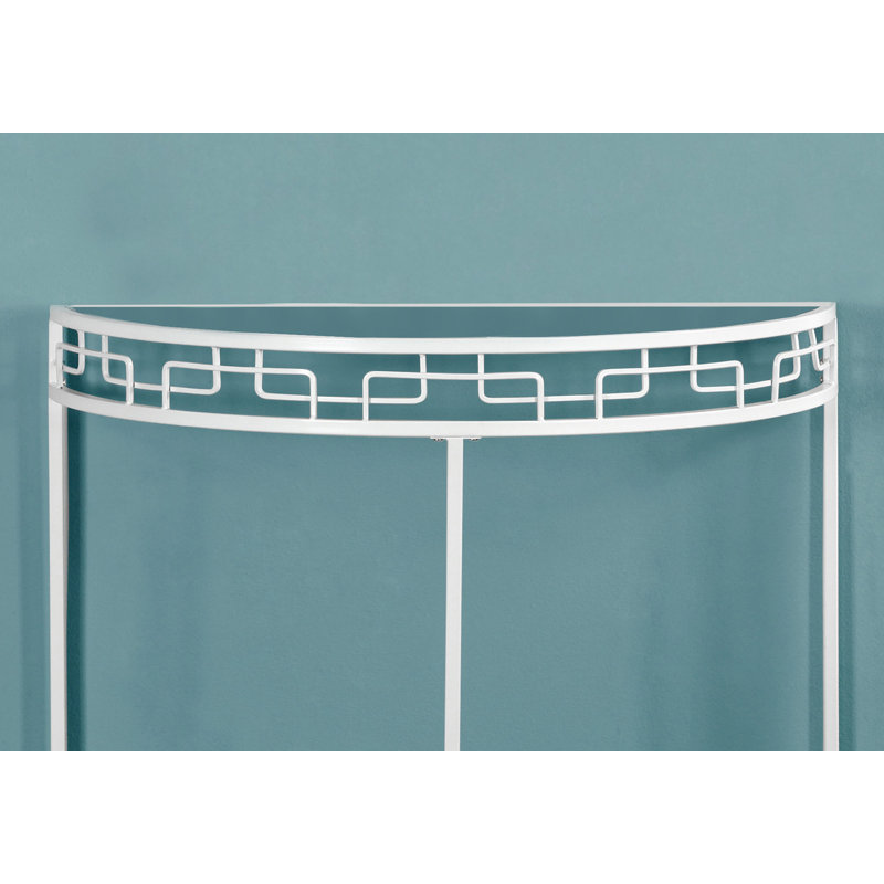 Accent Table, Console, Entryway, Narrow, Sofa, , , Clear Tempered Glass,  Metal, Contemporary,, White
