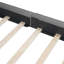 Lit plateforme tapissier avec tissu en velours, lit au sol avec structure solide, gris