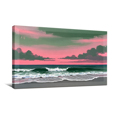 Nautical & Beach Ocean Waves At Sunset Sky Clouds