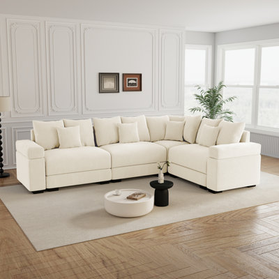 Oversized Cloud Modular Sectional Couch With Decorative Throw Pillows, Premium Corduroy Fabric, Ergonomic Design, Easy Assembly, For The Living Room.