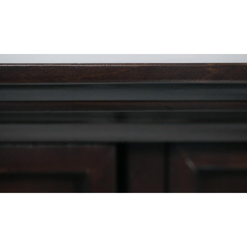 Brunette Brown Solid Wood Wide Storage Cabinet with Glass Doors