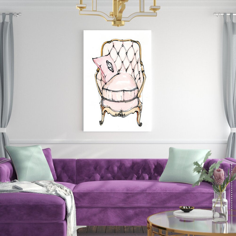 Chaise rose - reproduction d'art sur toile tendue, H 48 po x l 32 po