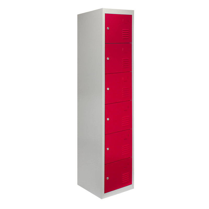 6 -Door 6 -Shelf Storage Cabinet, Red