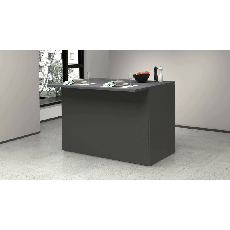 Myrlaine Wood Kitchen Island, Anthracite/Slate