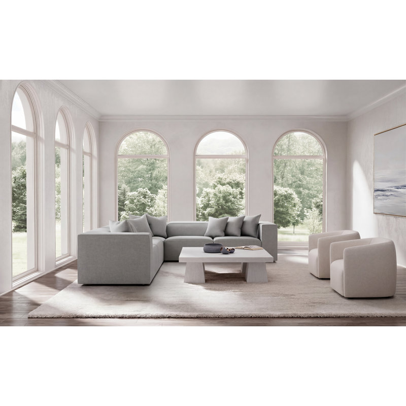 Bernhardt Bliss 3-Piece Fabric Sectional, 28" H x 123.5" W x 123.5" D, Gray Polyester Blend