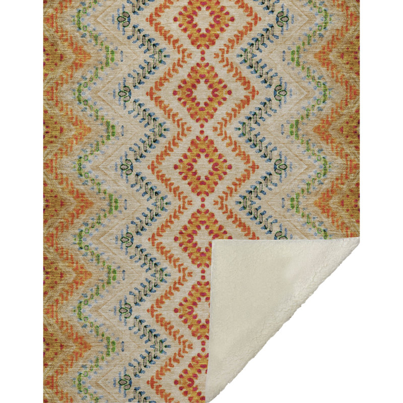 Jeté géométrique Addison Sherpa ASB683, Beige