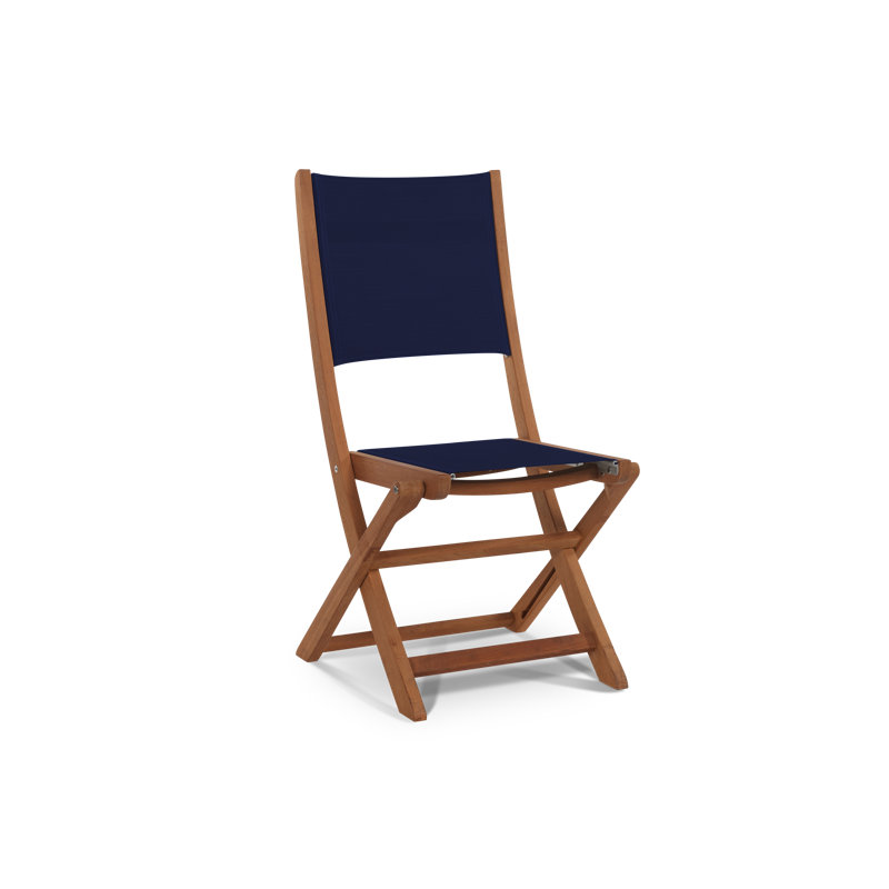Stella Folding Teak Patio Dining Chair, Blue